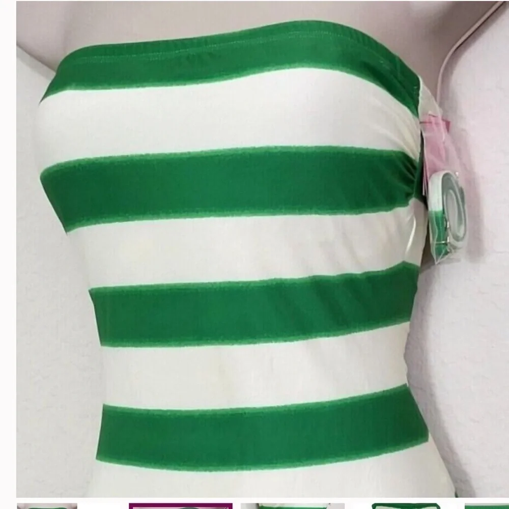Kate Spade Awning Stripe Bandeau One Piece Swimsuit NWT Size L